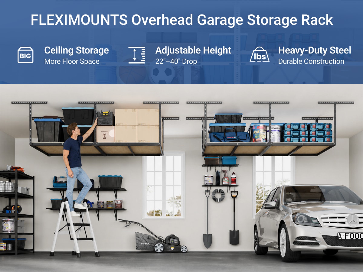 GR48F Basic 4' x 8' Overhead Garage Storage Rack | FLEXIMOUNTS